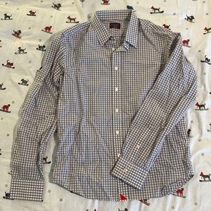 Men’s Untuckit Grey Check Button Down, Medium, Slim fit